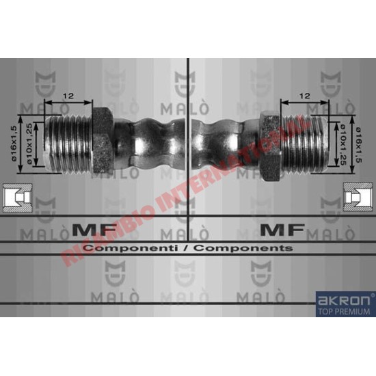 Rear Flexible Brake Hose - Fiat 600
