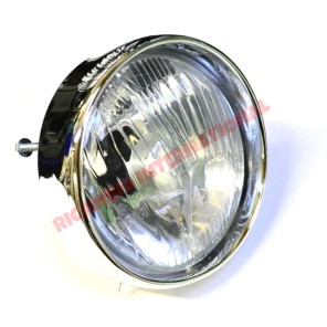 Faro delantero y bisel cromado RHD (Carello) - Classic Fiat 500