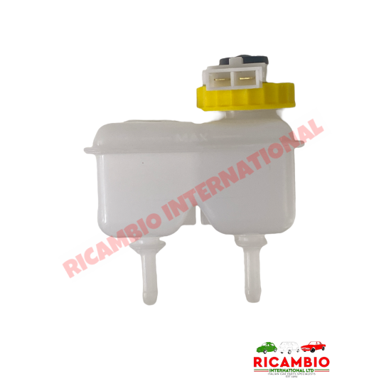 Dual Brake Fluid Reservoir Tank & Sensor Lid - Classic Fiat 500,126,600,850,124 plus many others