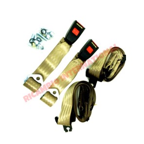 Rear Seat Belt Kit Static (COFFEE CREAM) - Classic Fiat 500, 126, 600, 850, 900