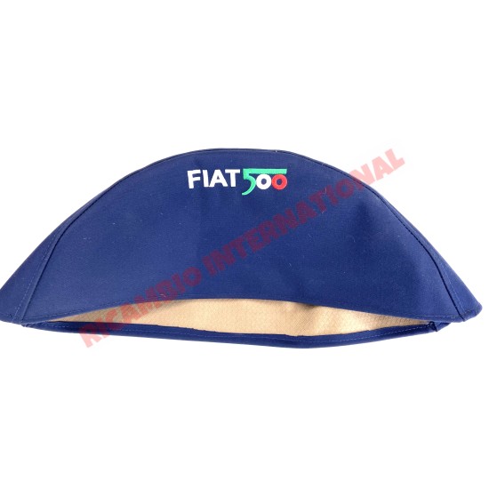 Cubierta de rueda de repuesto de mohair azul real - Fiat 500 clásico