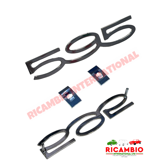 Insignia metálica cromada pulida "595" (grande)