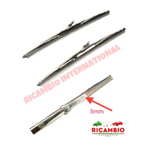 Par de escobillas limpiaparabrisas cromadas de 6 mm (x2) - Classic Fiat 500, 600