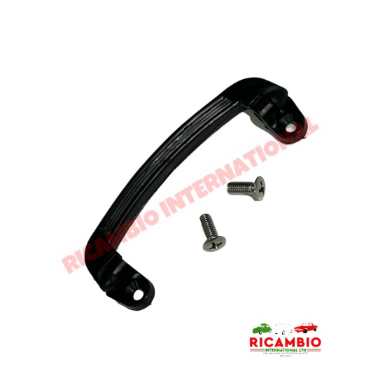 Black Plastic Inner Door Pull Handle & Screws - Classic Fiat 500, 126, 600