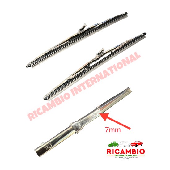 Par de escobillas cromadas de 7 mm (x2) - Fiat 500, 126, 600 clásico