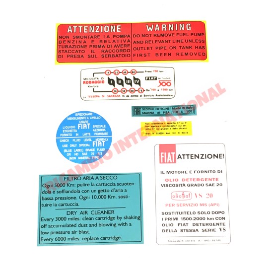 Engine Bay Sticker Kit (BEST QUALITY) - Classic Fiat 500