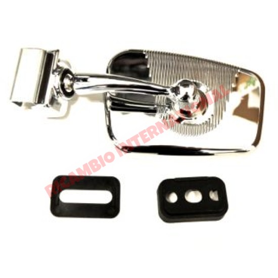 O/S Right Chrome Rectangle Mirror (Clip-on) - Classic Fiat 500, 126, 600