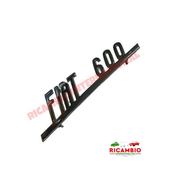 Chrome Plastic Rear Badge & Clips - Fiat 600