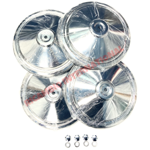 Juego de cuatro tapacubos de acero inoxidable, pernos cromados y arandelas - Classic Fiat 500