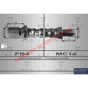 Manguera de freno flexible trasera central - Fiat 124,131,132