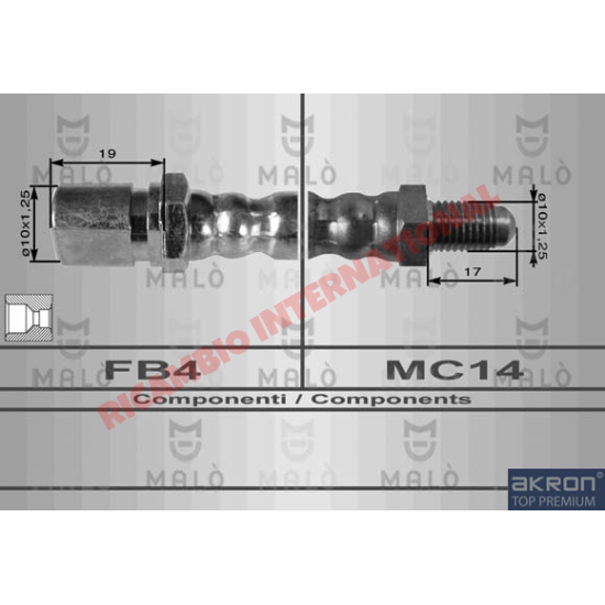 Latiguillo de freno flexible trasero central - Fiat 124,131,132