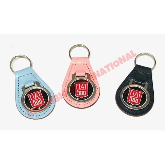Keyring Pink Leather Key Fob  - Classic Fiat 500