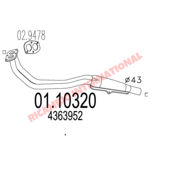 Exhaust Down Pipe & Gasket - Fiat 127