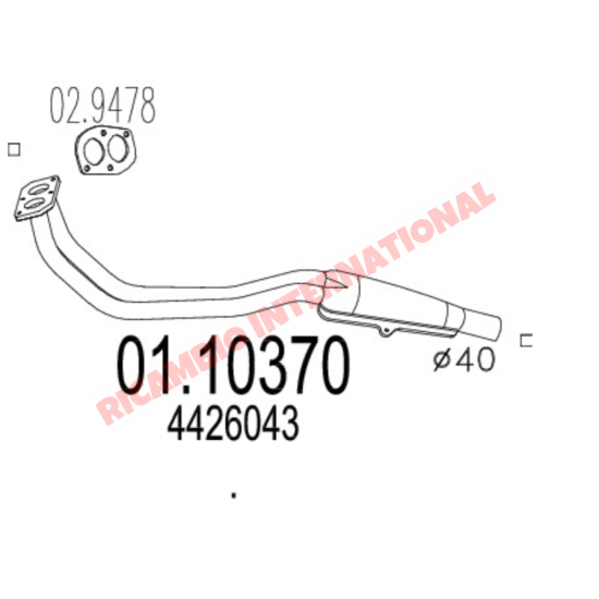 Exhaust Down Pipe & Gasket - Fiat 127