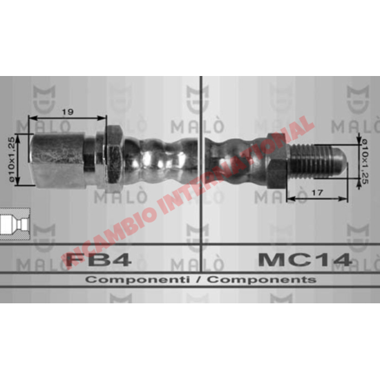 Rear Flexible Brake Hose - Lancia Fulvia S2 & S3