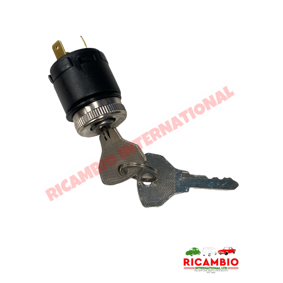 Dashboard Ignition Switch with Chrome Bezel & Keys - Classic Fiat 500