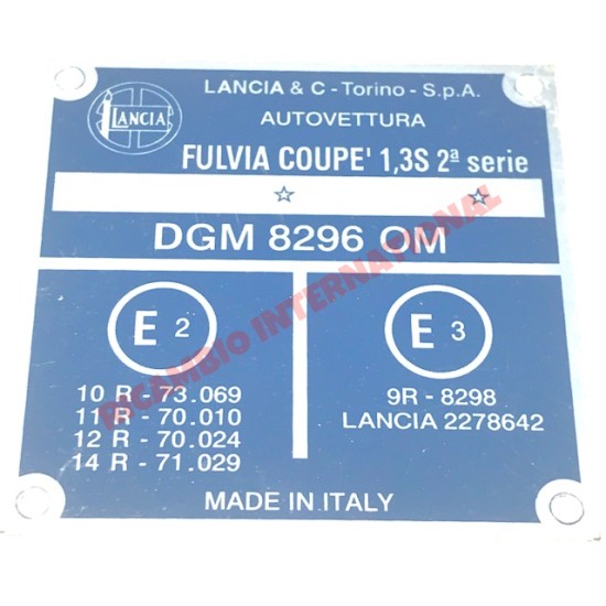 Aluminium Chassis Plate - Lancia Fulvia