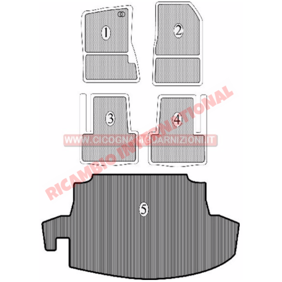 Complete Rubber Mat Set (5 piece) - Fiat 124