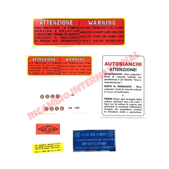 Engine Bay Sticker Kit (BEST QUALITY) - Classic Fiat 500
