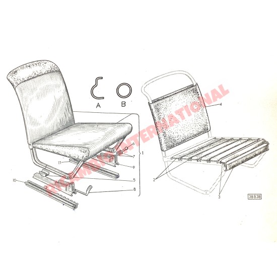 Front Seat Back Vinyl Support - Classic Fiat 500