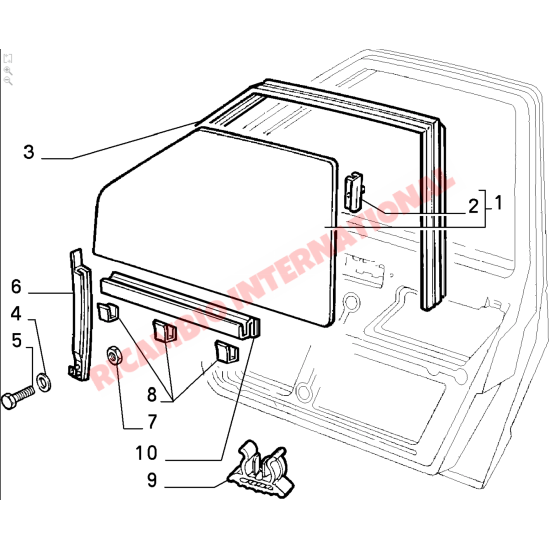 O/S Vidrio de la puerta derecha - Fiat Uno