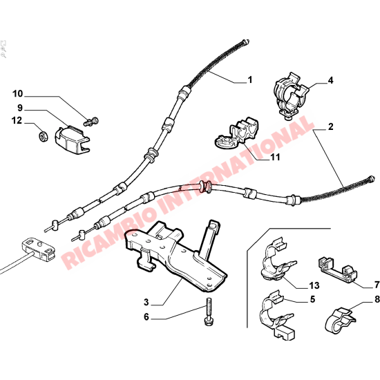 N/S Left Hand Handbrake Cable - Fiat Coupe all models