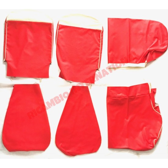 Juego de fundas de asiento rojo y marfil - Fiat 600D