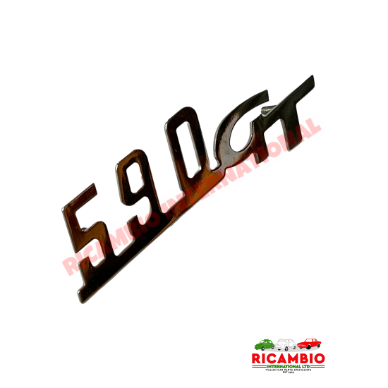 Rear Chrome '590GT' Badge & Clips - Classic Fiat 500
