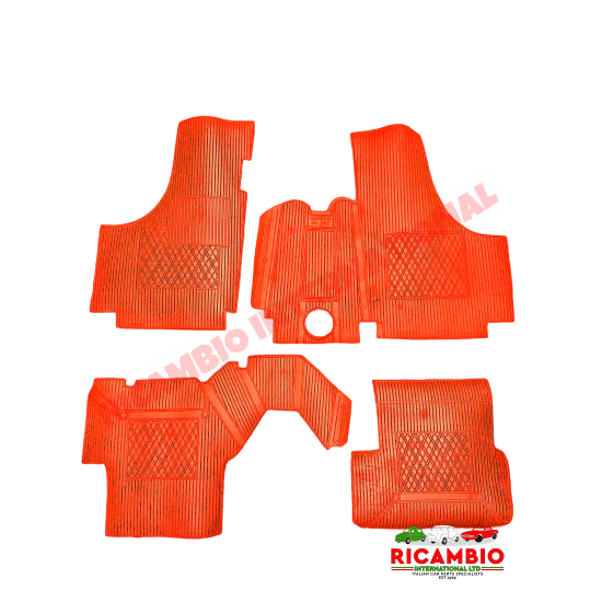Juego de alfombrillas de goma rojas (Budget) (4 piezas) - Classic Fiat 500 N/D/F/L/R