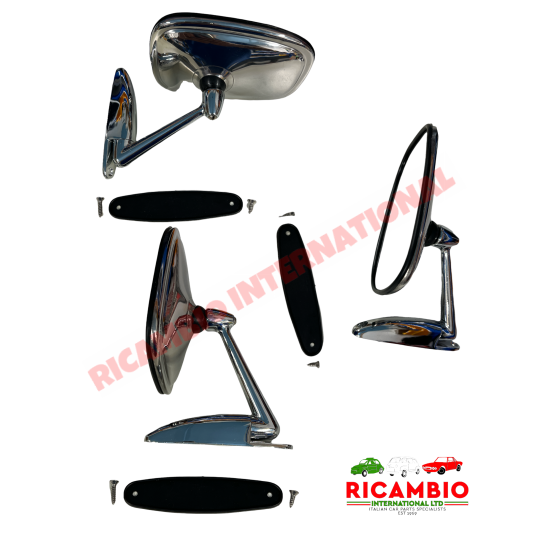 Oval Chrome Mirror (Bolt on) - Classic Fiat 500, 126,600,850,900,124,125,127,128,131, Topolino, Autobianchi Bianchina