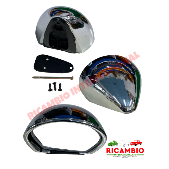 Espejo negro y cromado Sebring (atornillado) - Clásico Fiat 500,126,600,850,900,124,125,127,128,131 Lancia Fulvia MÁS MUCHOS OTROS