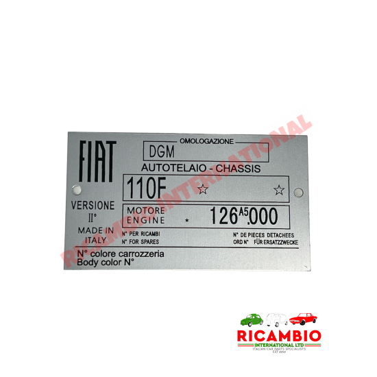 Chassis Plate - Classic Fiat 500