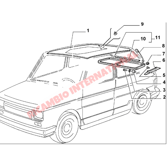Par de correas para el estante trasero - Fiat 126 Bis