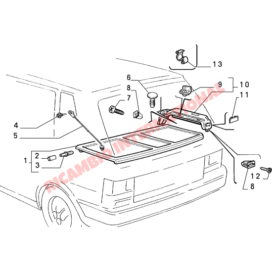 Pair of Rear Parcel Shelf Strap - Fiat Uno