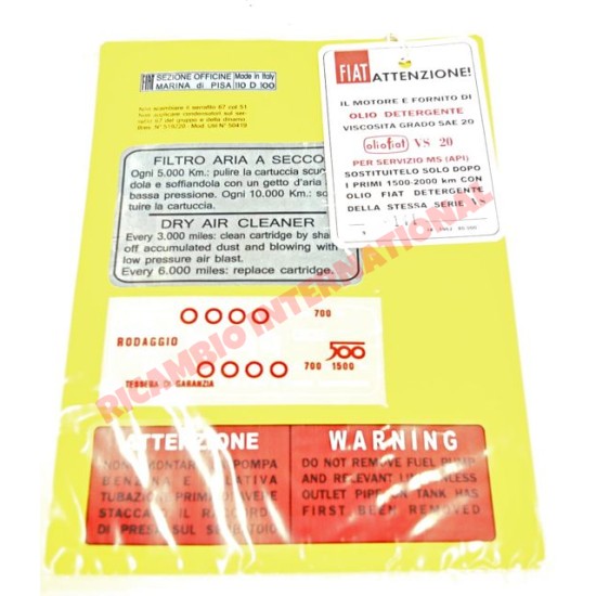 Engine Bay Sticker Kit (BEST QUALITY) - Classic Fiat 500