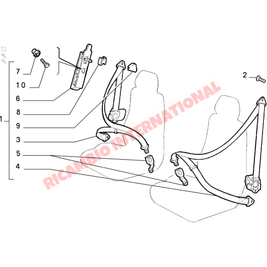 Kit cintura di sicurezza anteriore - Lancia Y10