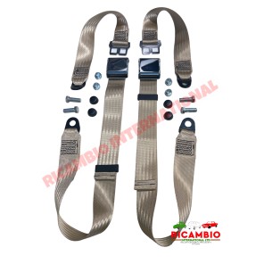 Pair of CREAM Lap Belts with Chrome Buckles - Classic Fiat 500, 600
