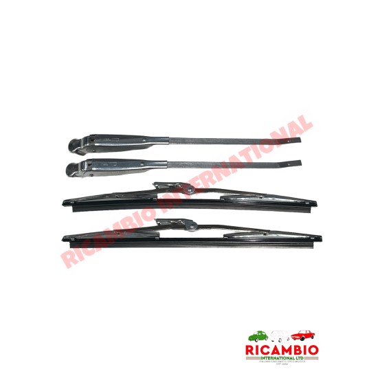 Chrome Wiper Arm and Blade Kit (LHD/Push on) - Classic Fiat 500, 126