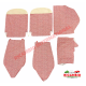 Red Cloth & Vinyl Seat Covers Set - Classic Fiat 500