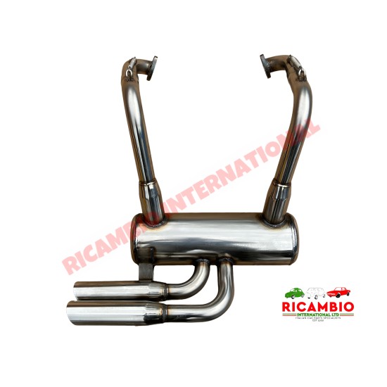 Escape deportivo de acero inoxidable (Twin Pipe grande) y juntas - Classic Fiat 500
