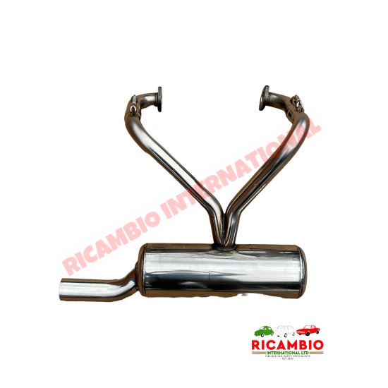 Escape deportivo de acero inoxidable (tubo único grande) y juntas - Classic Fiat 500