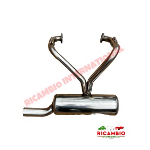 Escape deportivo de acero inoxidable (tubo único grande) y juntas - Classic Fiat 500,126