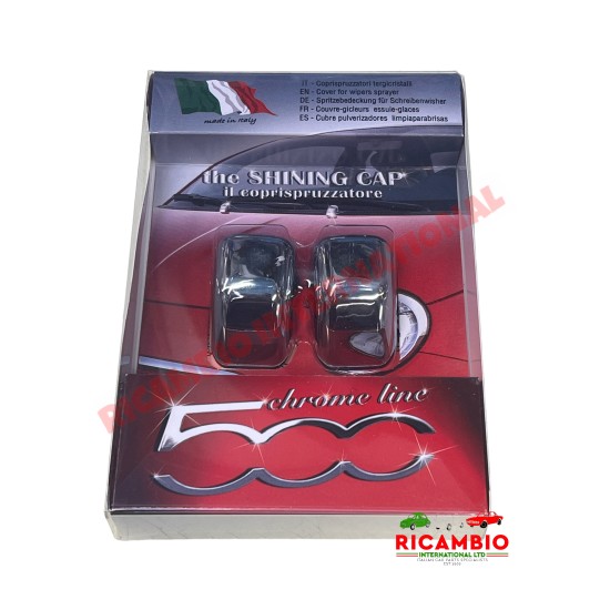 Kit de tapa de plástico cromada para el lavaparabrisas - Nuevo Fiat 500 todos los modelos