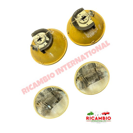 Pair of CARELLO Head Lamps  (05.240.700,9754,05.244.800) - Fiat 124 plus various Alfa Romeo,Lancia, Ferrari