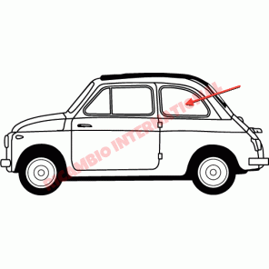 O/S vidrio de la ventana del cuarto trasero derecho-clásico Fiat 500