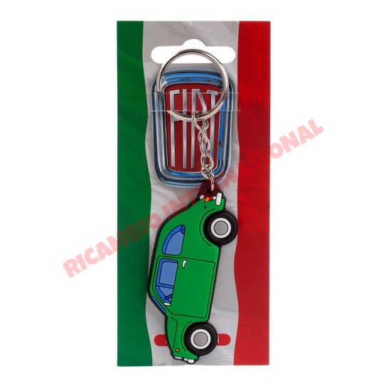 Green Fiat 500 PVC Keyring
