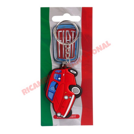 Red Fiat 500 PVC Keyring