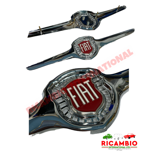 Front Polished Chrome Fiat Badge & Fittings - Classic Fiat 500