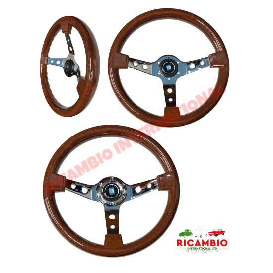 Wooden Steering Wheel 'NARDI STYLE' - Classic Fiat 500,600,850,900,124,125,126,127,128,130,131 Lancia Fulvia,Beta,PLUS MANY OTHER MODELS
