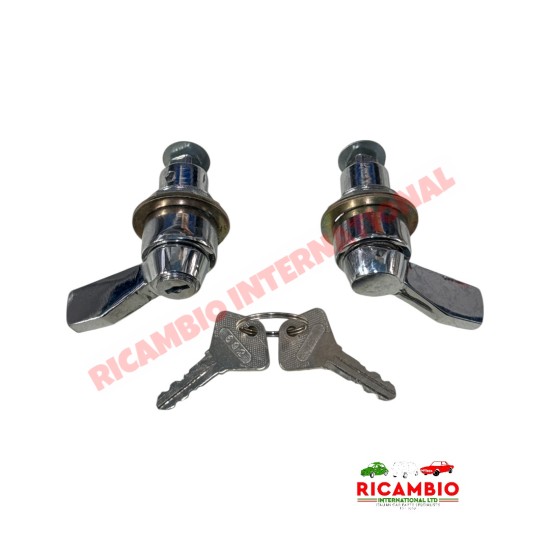 Rear Engine Lid Chrome Lock Kit - Autobianchi Bianchina Berlina